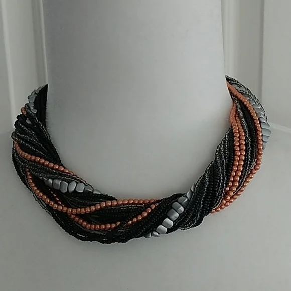 Multi Beaded twisted strand Chocker Necklace - Picture 1 of 10